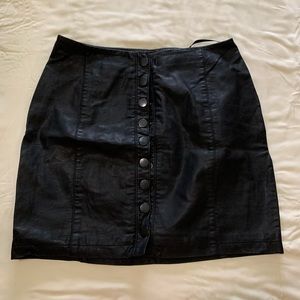 Button Up Leather Skirt
